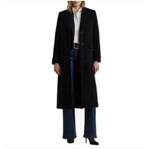 NWT Lauren Ralph Lauren Black Wool Maxi Coat Reefer Long Coat Size 8 $330